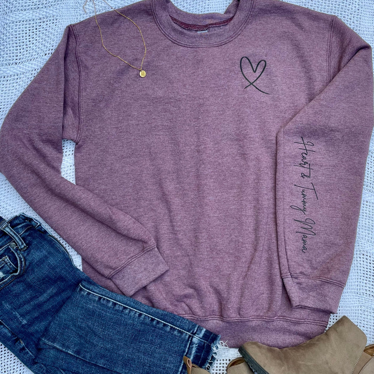 Heart & Tummy Mama Graphic Crew Neck Sweatshirt