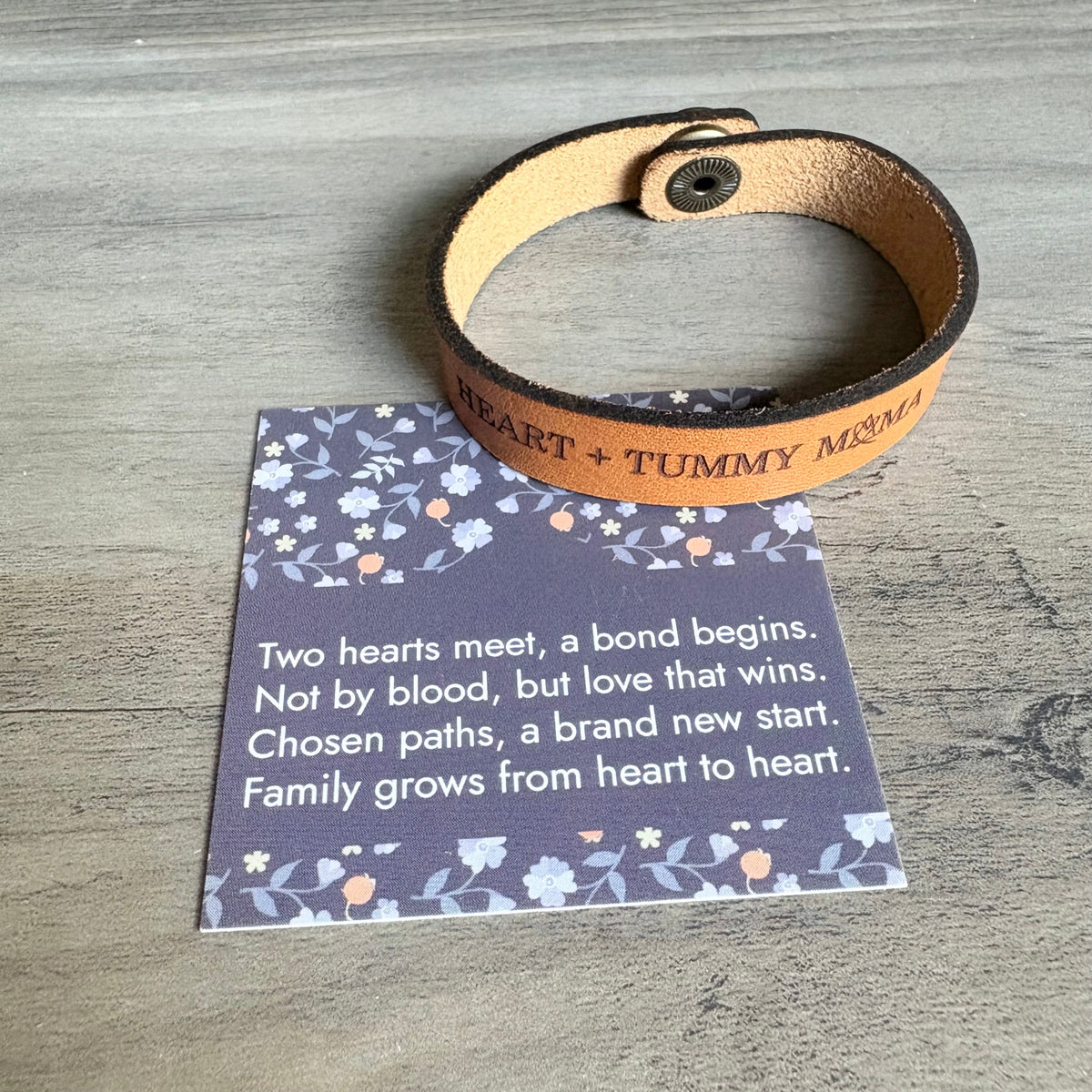 Adoptive Mom Leather Snap Bracelet | Bio + Adoptive Mom