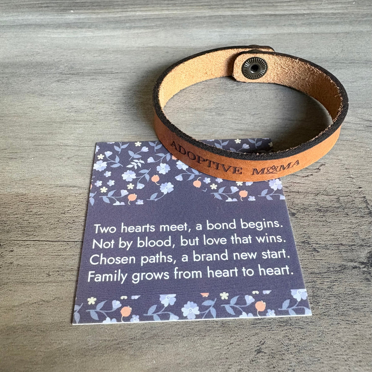 Adoptive Mom Leather Snap Bracelet | Bio + Adoptive Mom