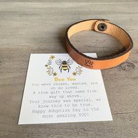 Adoption Symbol Snap Leather Bracelet