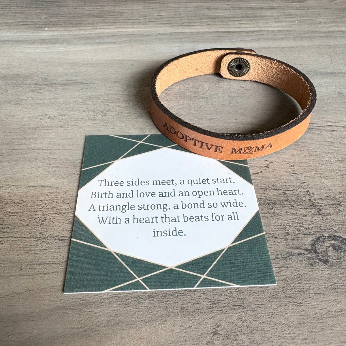 Adoptive Mom Leather Snap Bracelet | Bio + Adoptive Mom