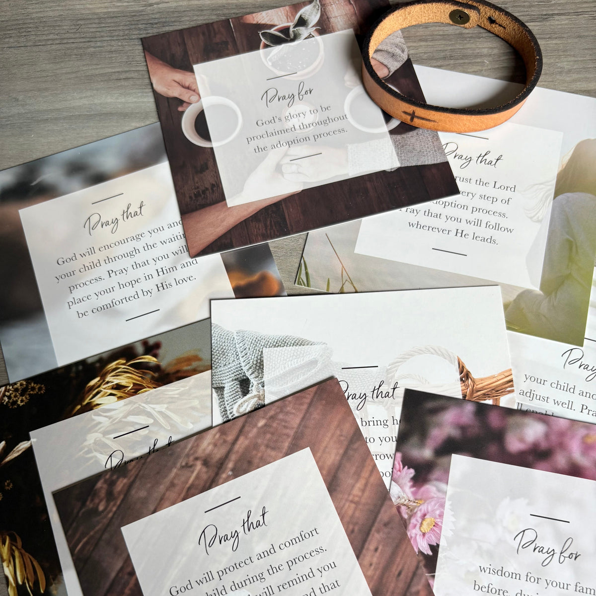 Prayers for Adoption Cards + Leather Bracelet