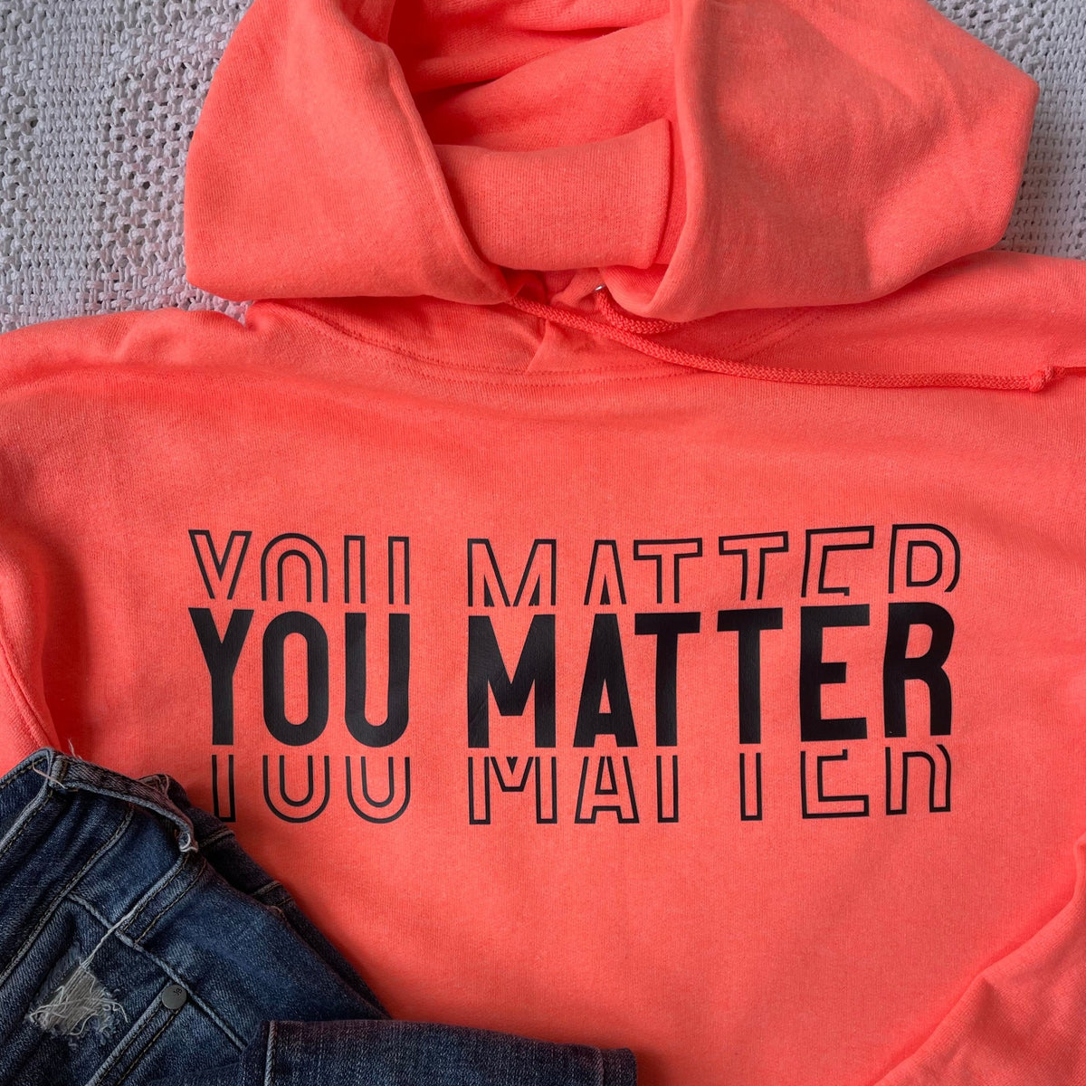 Retro Heather Coral You Matter Hooded Sweatshirt